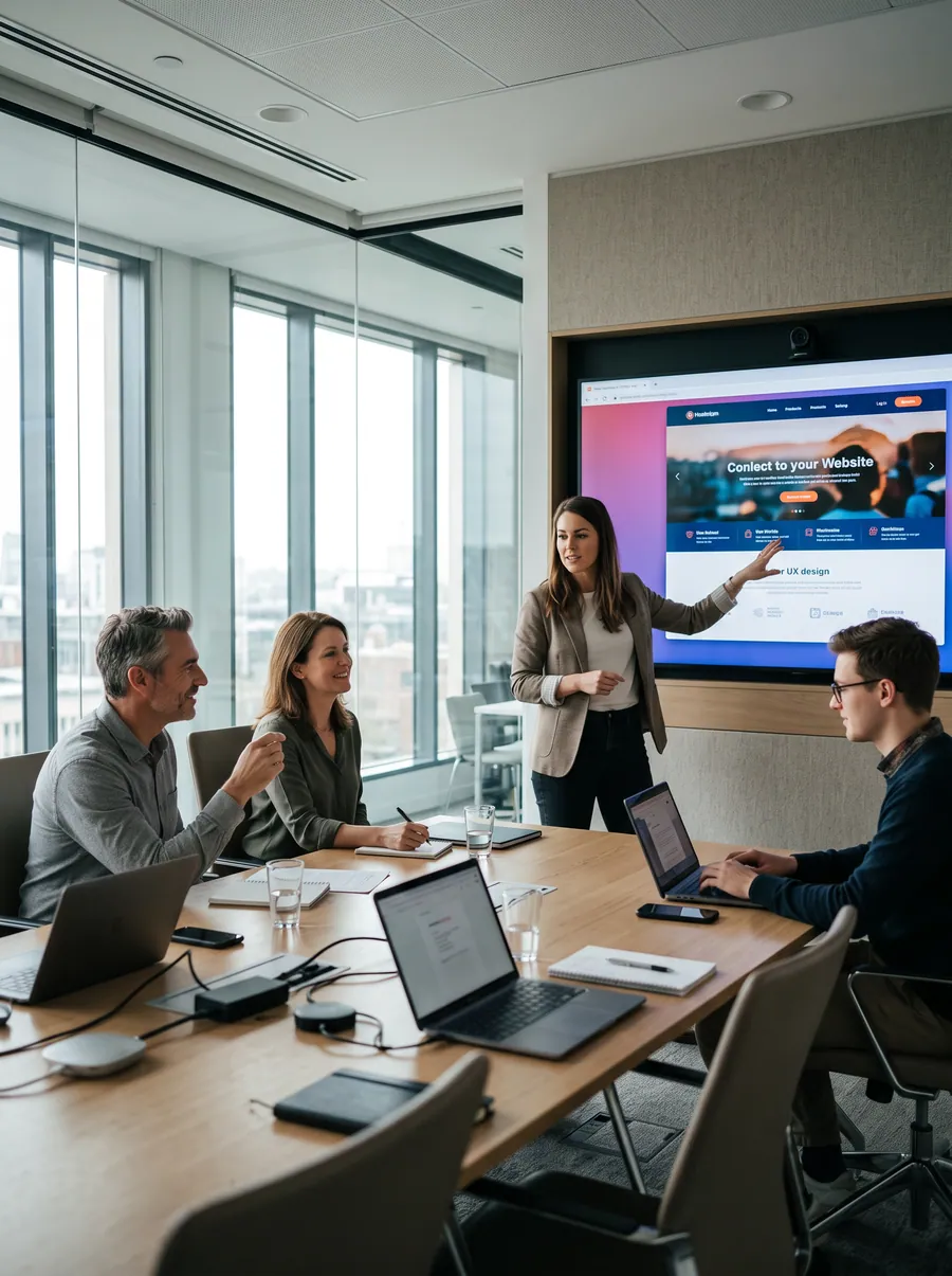 Live presentation of a corporate website in a meeting room